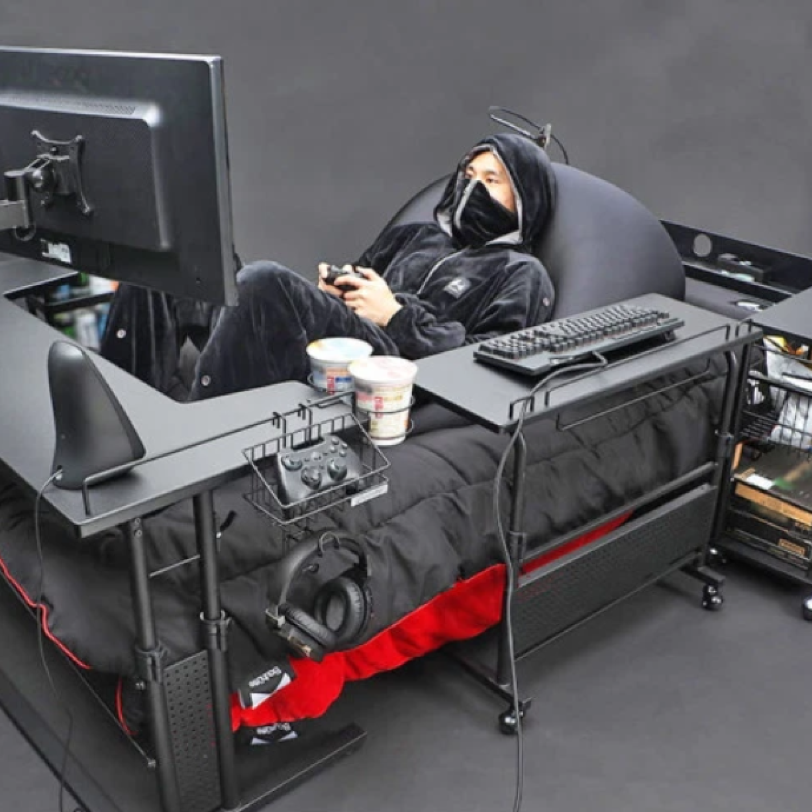 This Japanese Gaming Bed Lets You Eat Sleep and Play All in One Without Moving An Inch But Misses One Thing