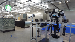 At NAVER 1784's Starbucks, Around 100 Service Robots Move Around to Fulfill Orders