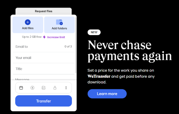 WeTransfer 將免費計劃福利與每月最多 10 次轉帳混合在一起