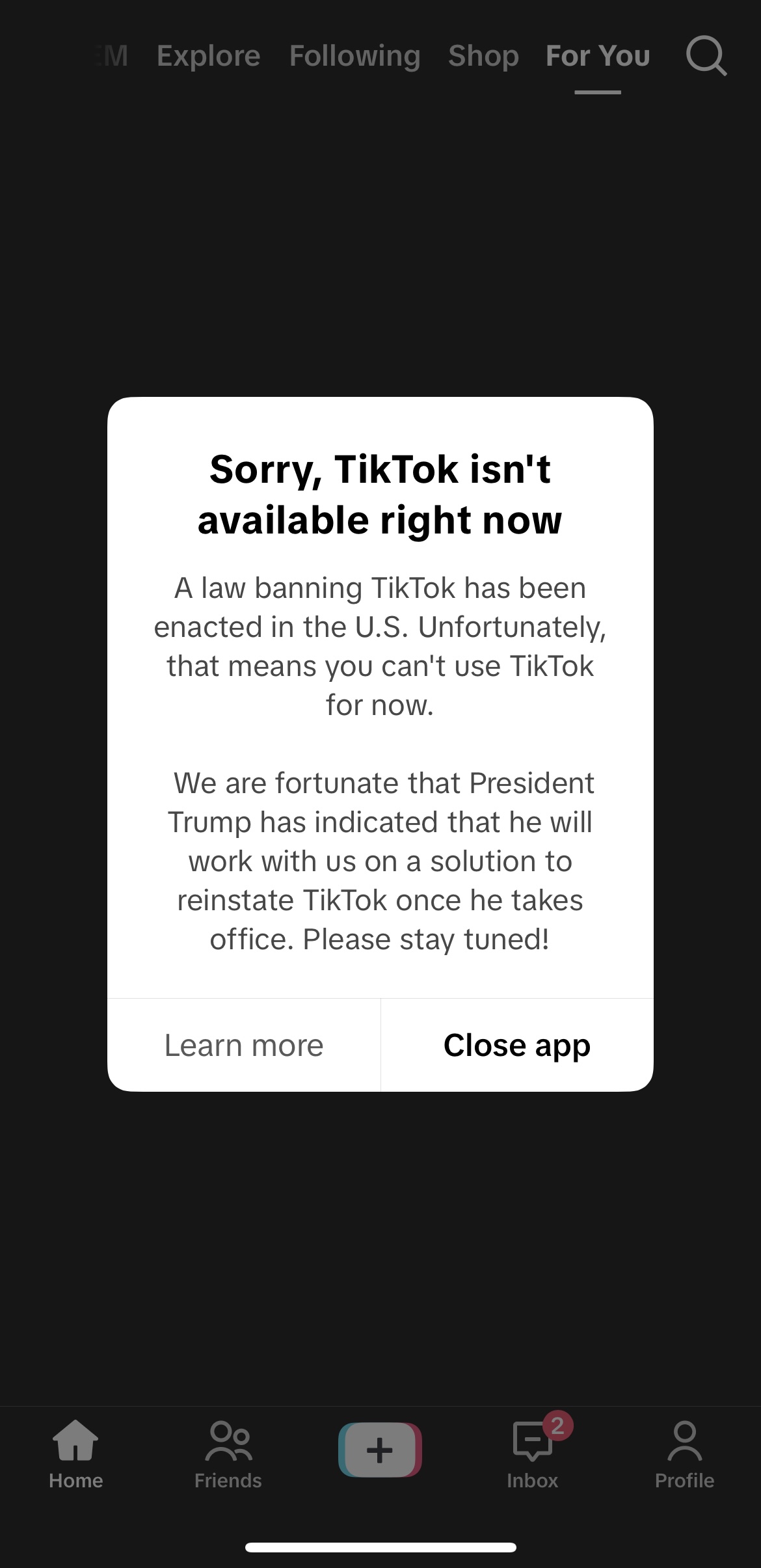 TikTok ปิดตัวลงทั่วสหรัฐอเมริกา ทรัมป์ล้อเลียนการคืนสถานะ