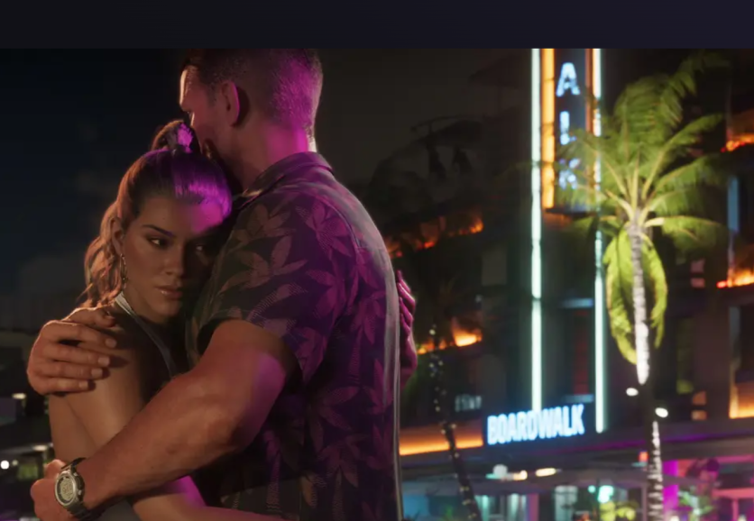 Lucia hugging Jason in GTAVI