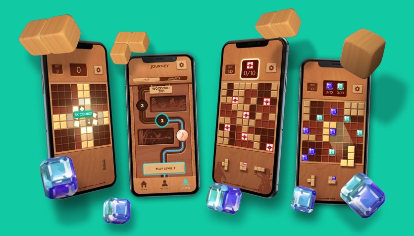 four screens of Woodoku from Tripledot Studios