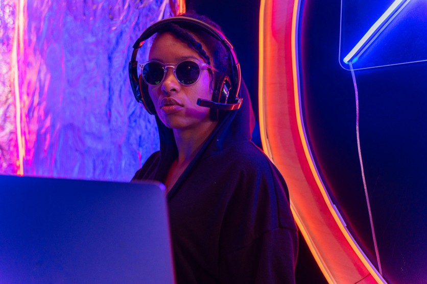 Person using headset at work