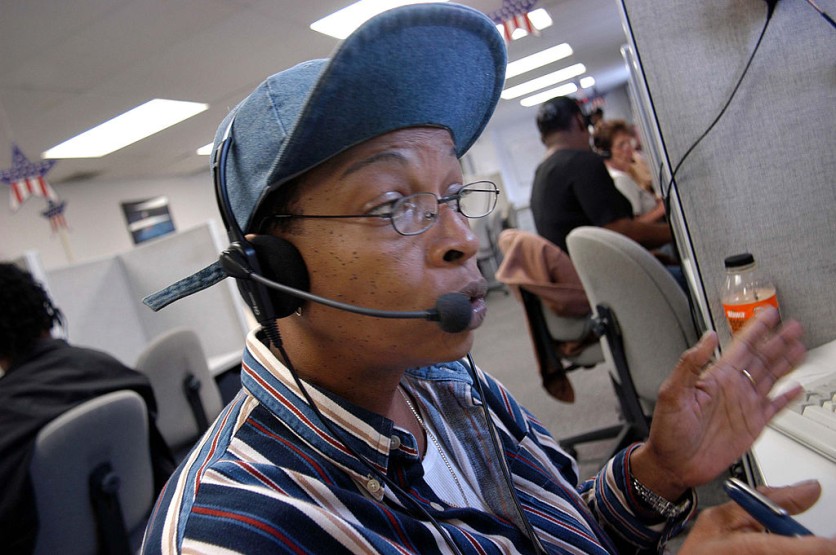 Person using a headset to speak with a customer