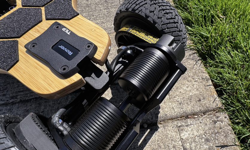 Meepo Rover rear motors and all-terrain wheels close-up