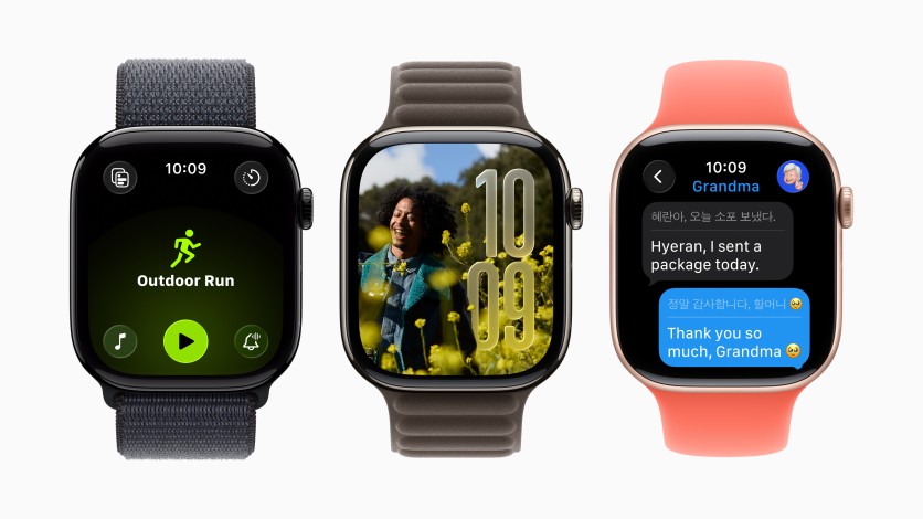 Apple Watches showing new watchOS 26 features and layouts