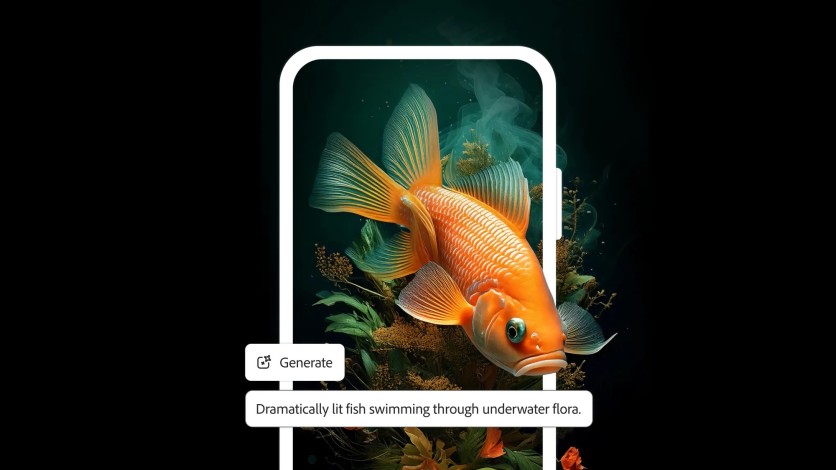 Orange fish swimming through underwater plants on phone screen
