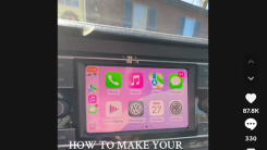 Pink Apple CarPlay screen demo