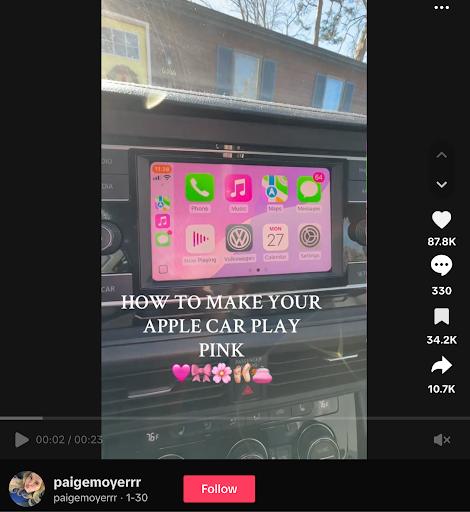 Pink Apple CarPlay screen demo