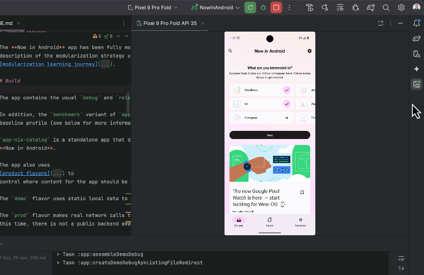 Gemini AI testing Android app in Android Studio