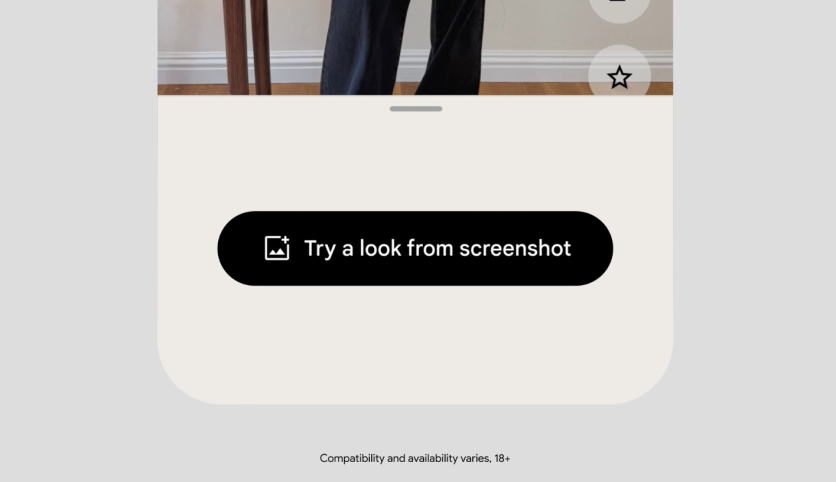 Button in Doppl app reading “Try a look from screenshot”