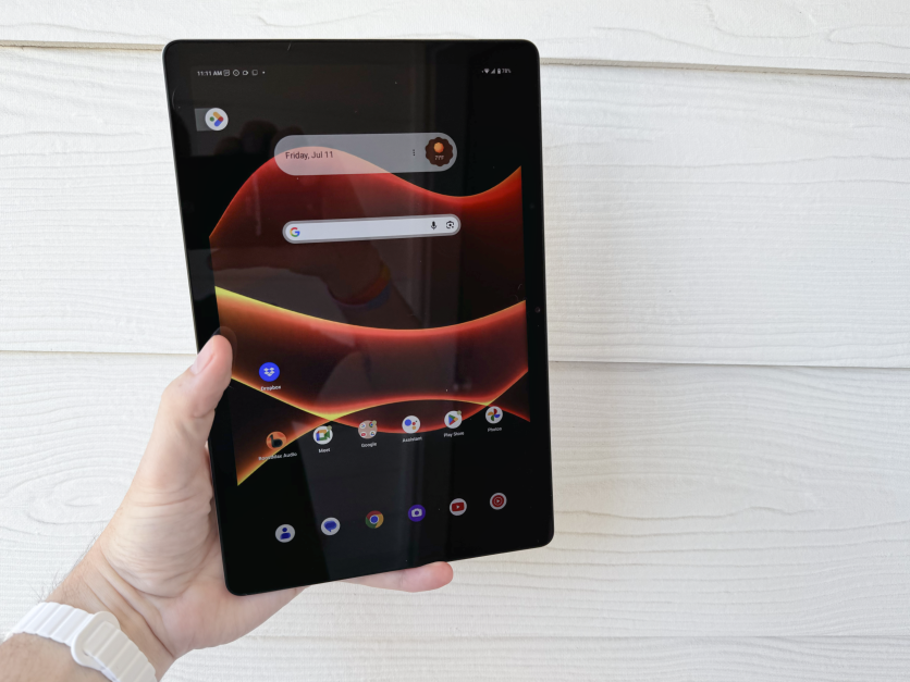 Tablet home screen in hand