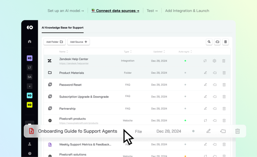 How to connect data source to train AI model