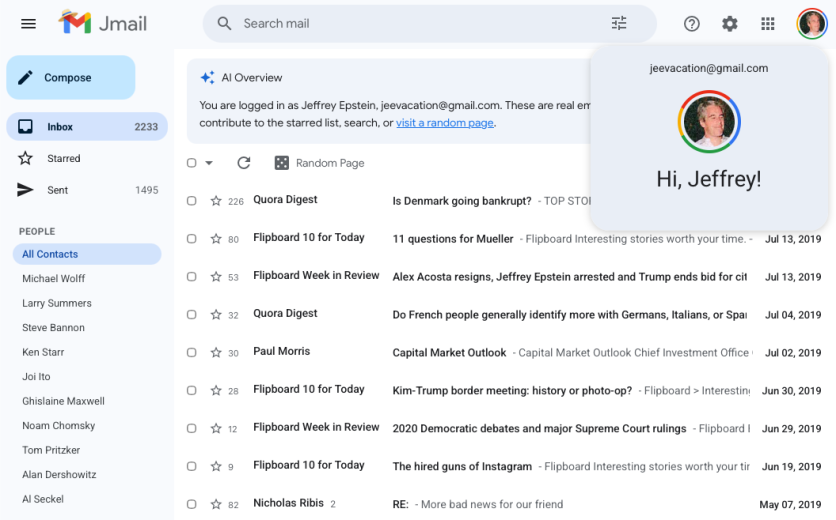Jmail Jeffrey Epstein