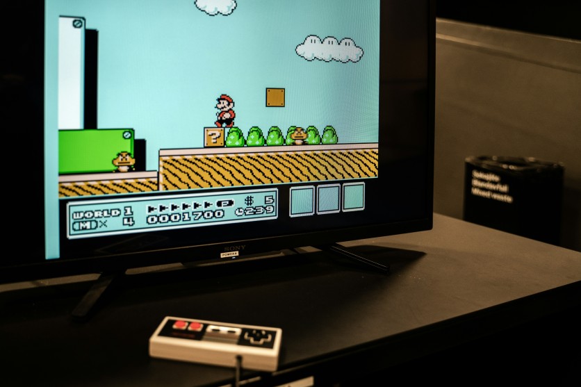 Playing Super Mario in Flat Screen TV