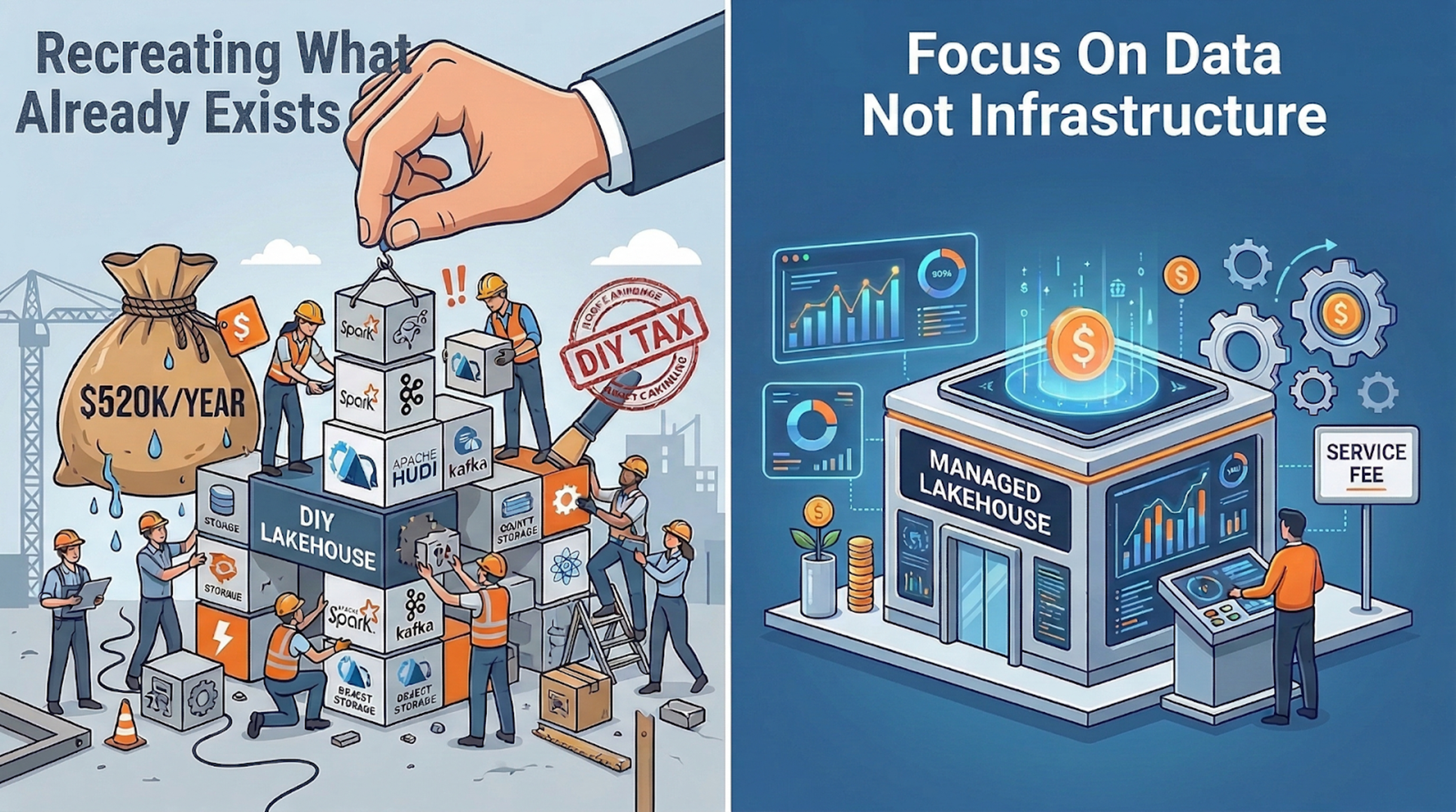 The DIY Lakehouse Tax: Why Companies Spend $520K/Year Recreating What Already Exists