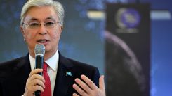 Kazakhstan's President Kassym-Jomart Tokayev speaks at the Berlin Global Dialogue