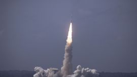 European Space Agency (ESA) Vega-C rocket during its launch at