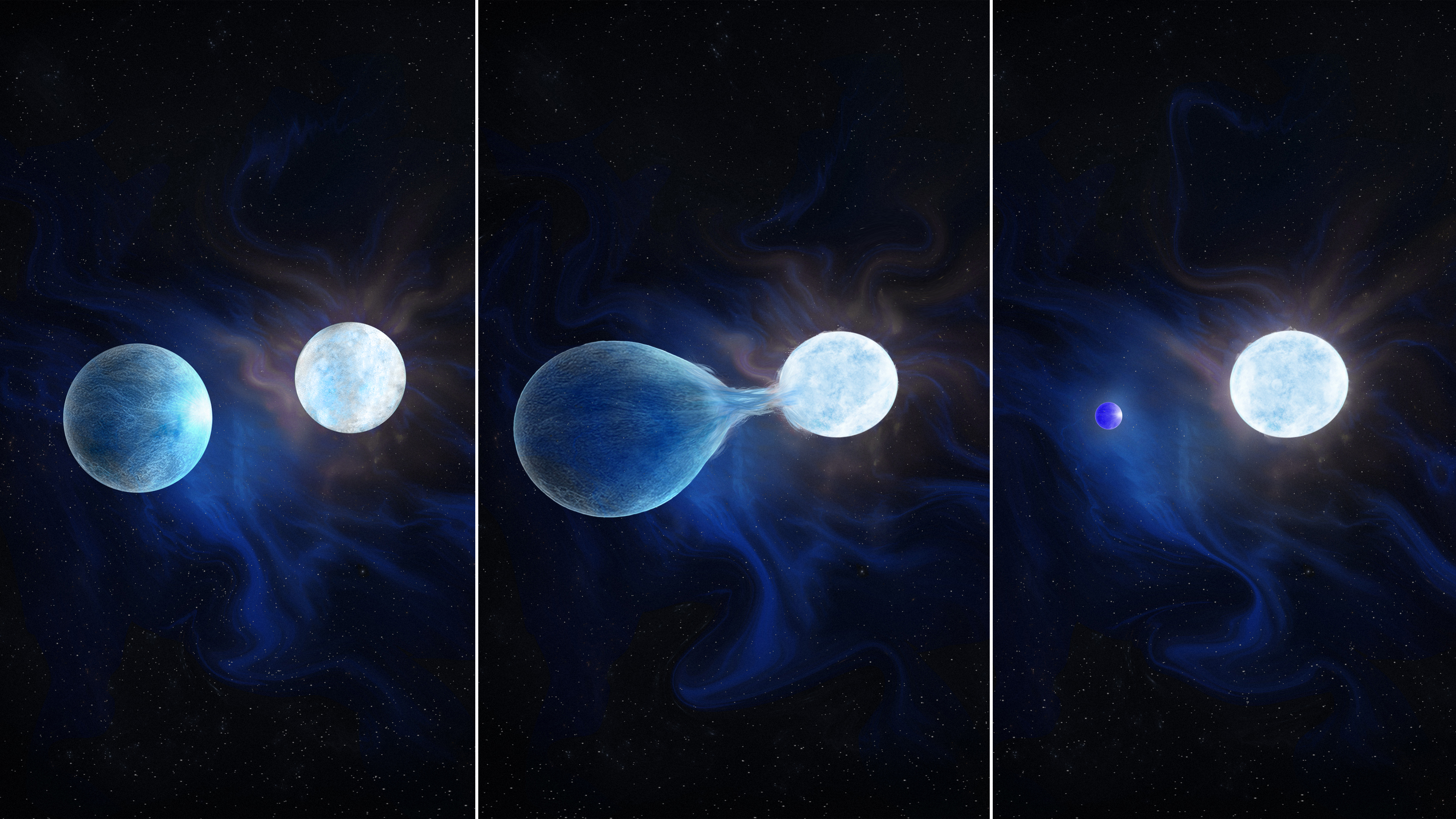 An artist’s conception of the hydrogen being stripped from one 