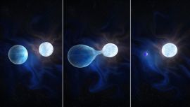 An artist’s conception of the hydrogen being stripped from one