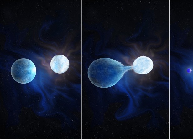 An artist’s conception of the hydrogen being stripped from one