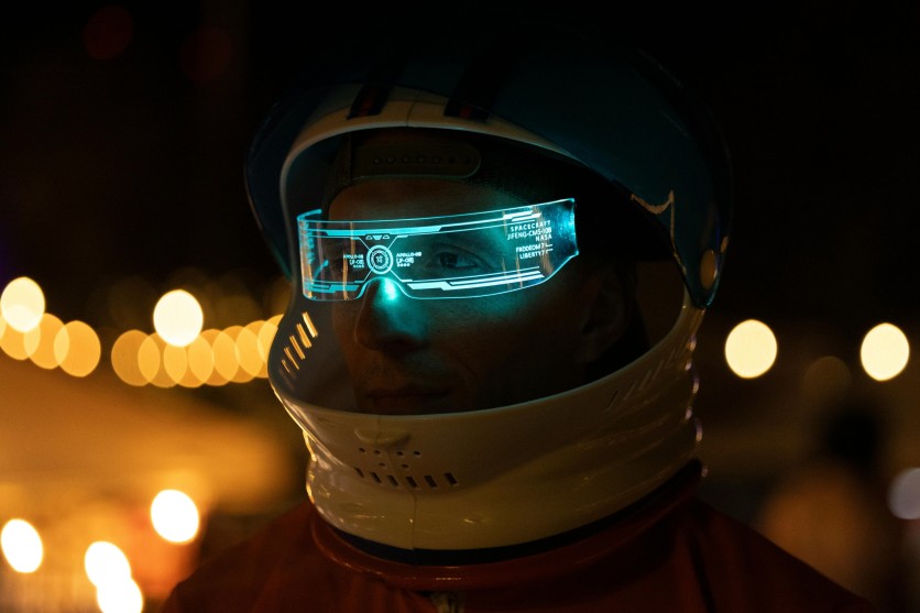 Futuristic Glasses in a Helmet