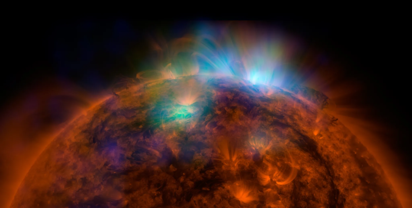 High energy radiation from the Sun.