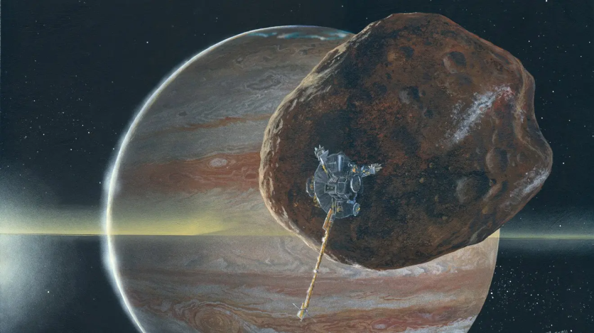 Artist Rendition of Asteroid Mining Near Jupiter