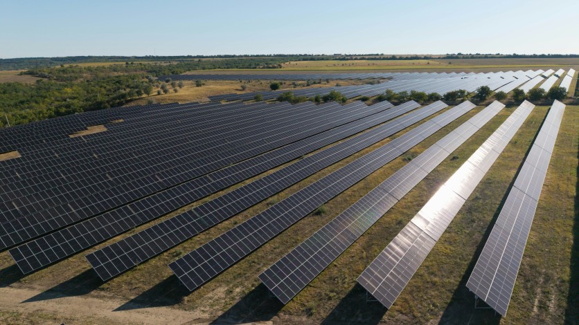 A Field With Rows of Solar Panels