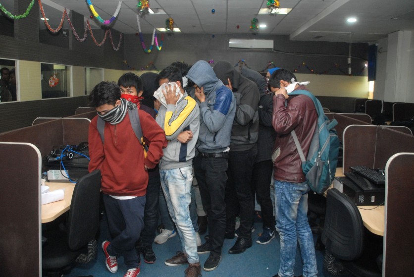 A group of the accused men allegedly involved in a