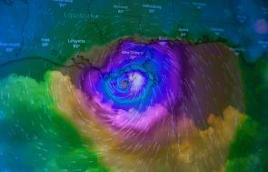 Hurricane Approaching New Orleans in Radar View