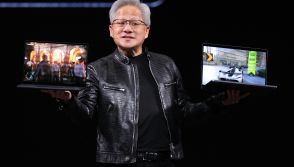 Nvidia CEO Jensen Huang introduces the RTX Spark laptop during
