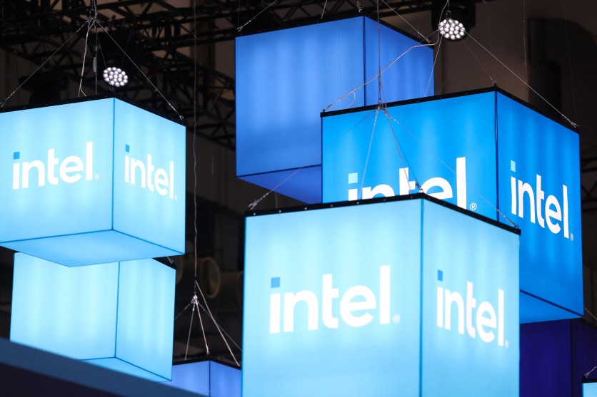 The logo of Intel is seen during Computex 2024 in