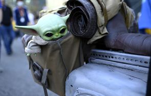 Grogu is seen during New York Comic Con 2022 on