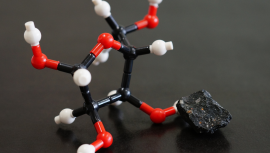 model of ribose molecule with meteorite