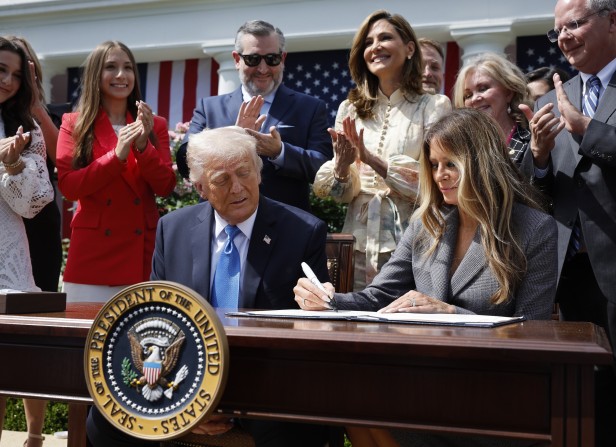 First lady Melania Trump signs the TAKE IT DOWN Act