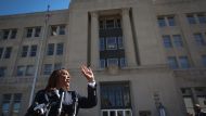 New York Attorney General Letitia James speaks outside the Walter