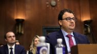 CEO of Anthropic Dario Amodei testifies during a hearing before