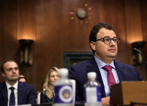 CEO of Anthropic Dario Amodei testifies during a hearing before