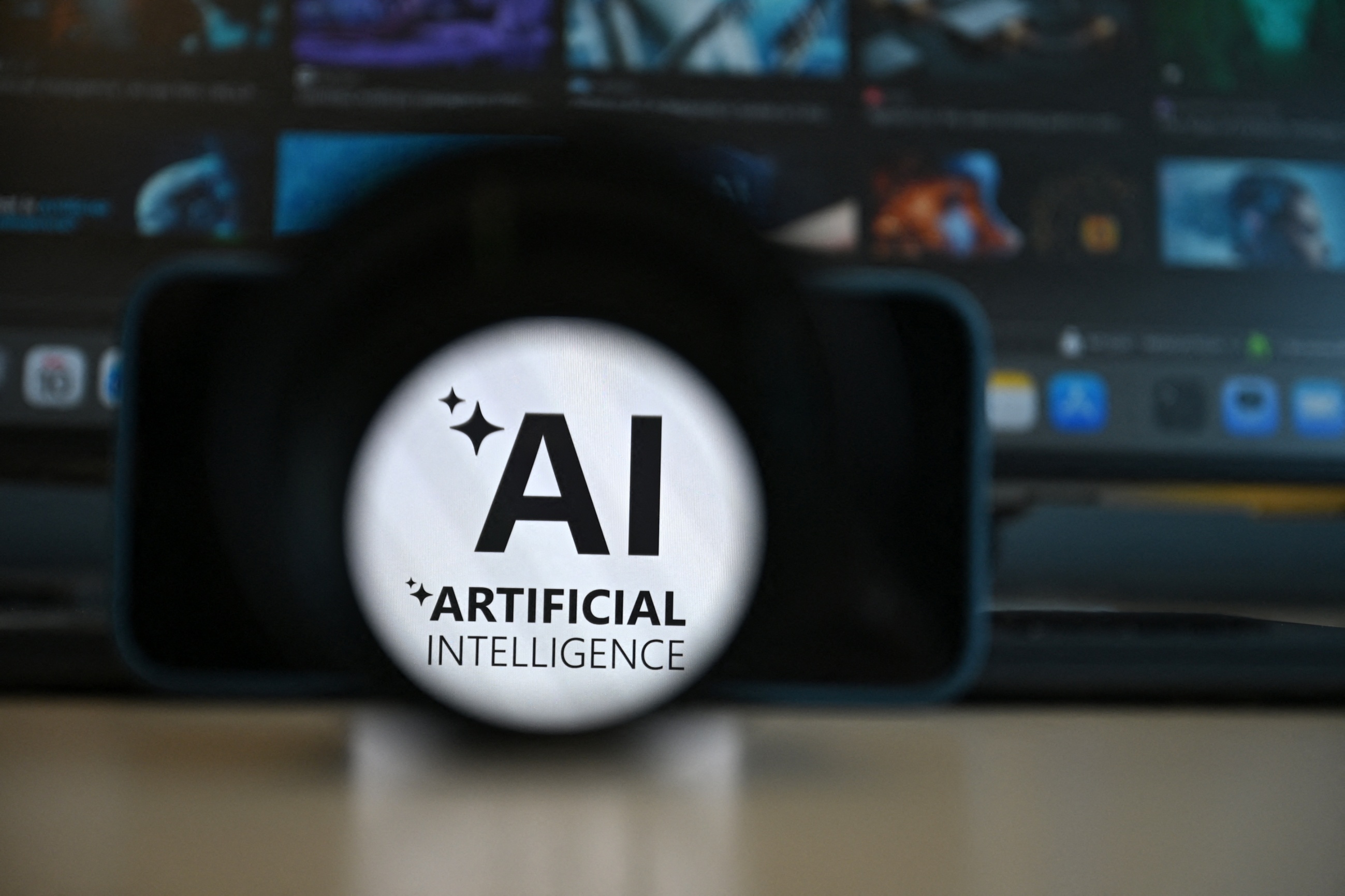 photograph shows logo artificial intelligence displayed smartphone&#039;s