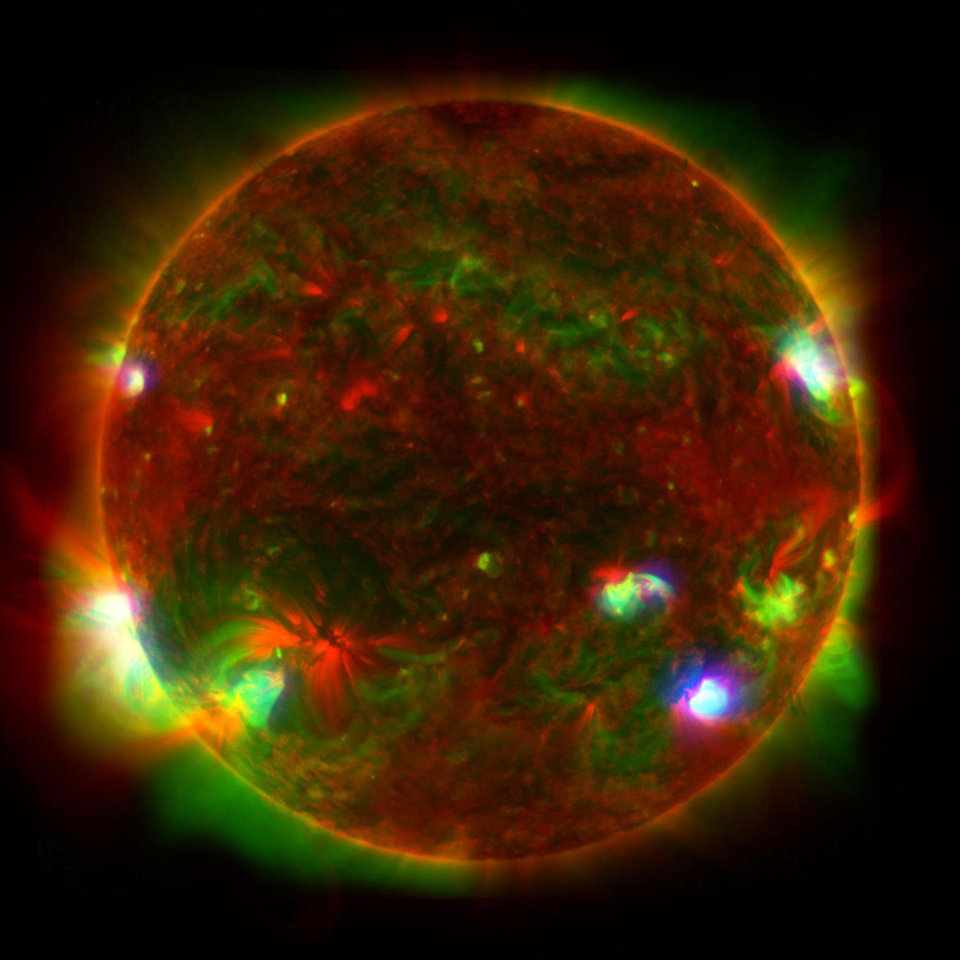 Three-Telescope View Sun composite image Sun includes